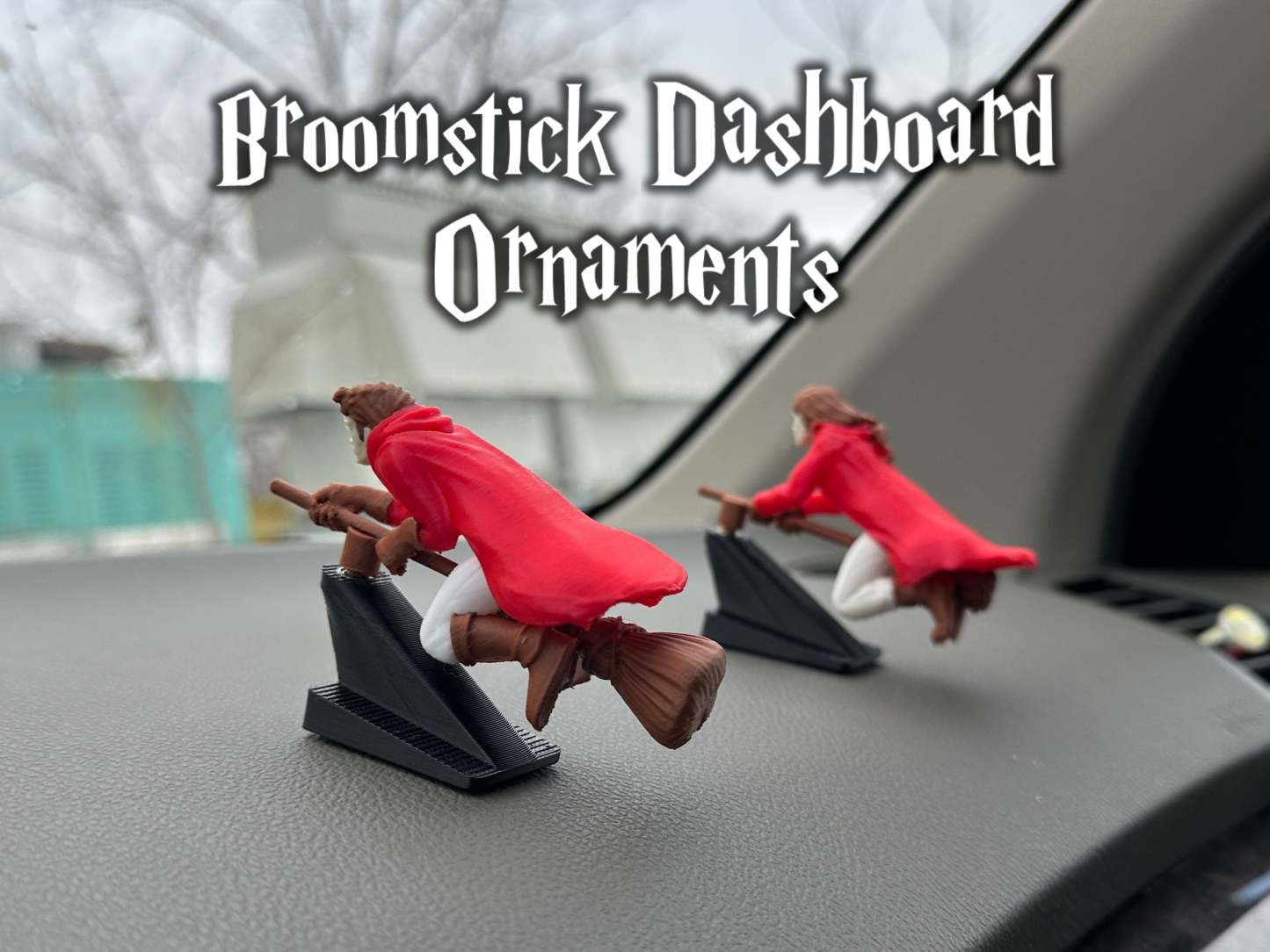 Witch and Wizard Broomstick Dashboard Drift Ornaments - Fantasy Car Decoration