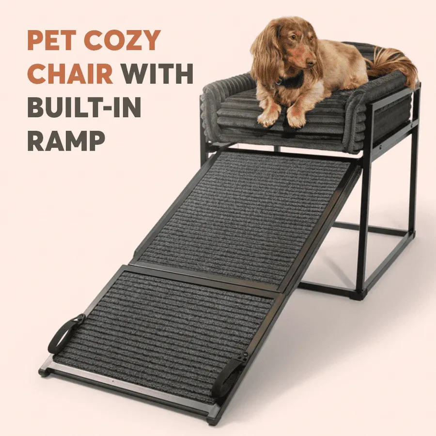 Pet Chair with Built-in Ramp | Cozy Table-Side Seat for Small & Senior Pets
