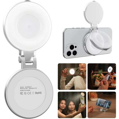 Magnetic Selfie Fill Light with Built-In Mirror