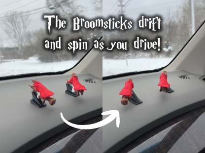 Witch and Wizard Broomstick Dashboard Drift Ornaments - Fantasy Car Decoration