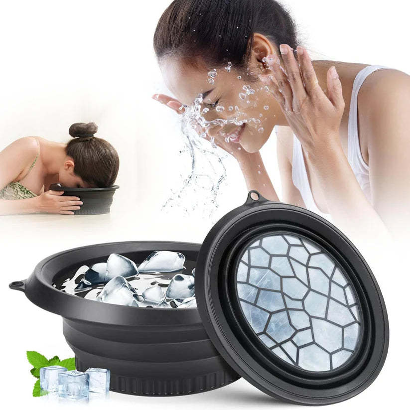 Collapsible Silicone Facial Ice Bowl – Built-in Ice Tray for Skincare, Acne Relief, and Face Tightening