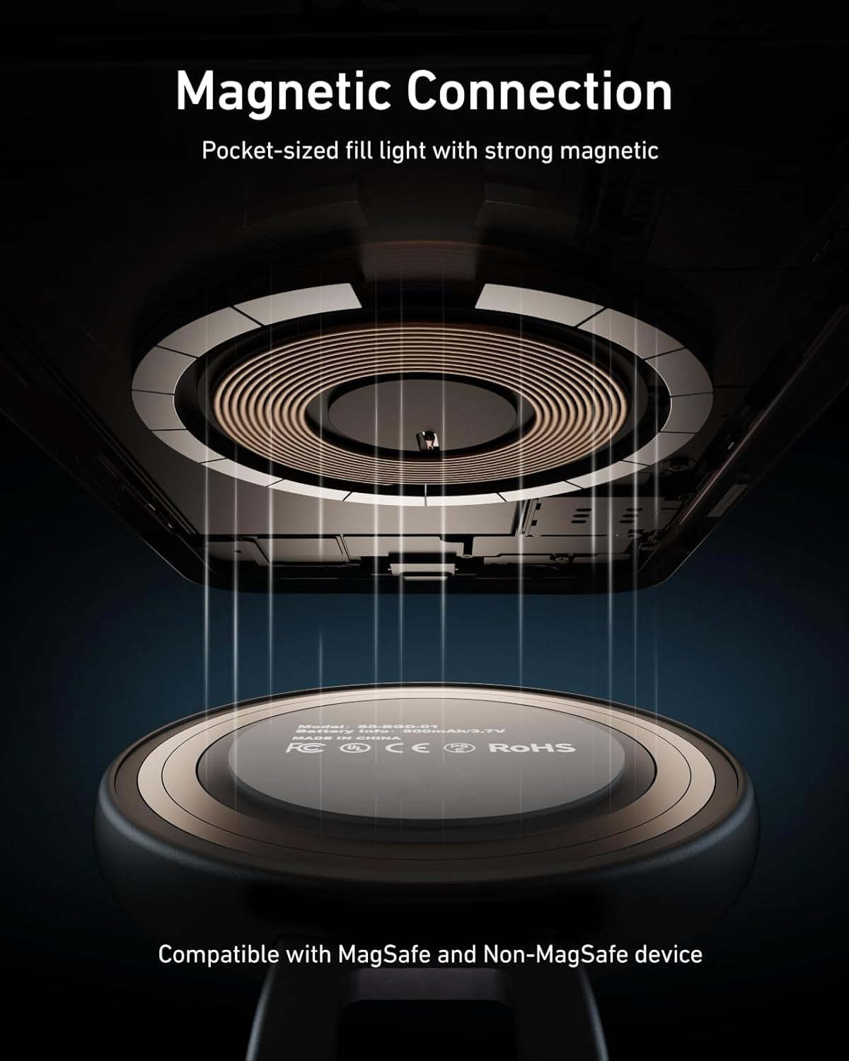 Magnetic Selfie Fill Light with Built-In Mirror