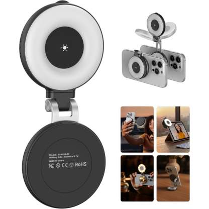 Magnetic Selfie Fill Light with Built-In Mirror