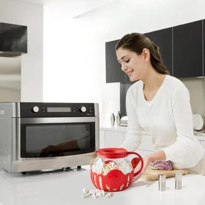 Popcorn Jar – Glass Popcorn Jar with Lid, Microwave Heat Resistant Borosilicate Glass