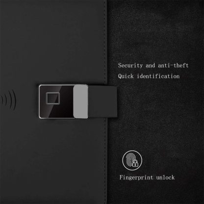 Smart Fingerprint Lock A5 Notebook, USB Charging Leather Journal, for Business Meeting Records Loose-leaf Notepad