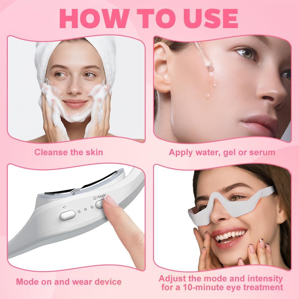 LED Red Light Therapy Eye Mask – Reduces Eye Bags, Dark Circles