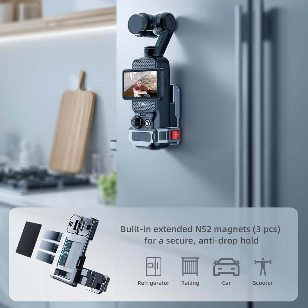 Magnetic Mount for DJI Osmo Pocket 3 – Adjustable 180° Angle, Strong N52 Magnets