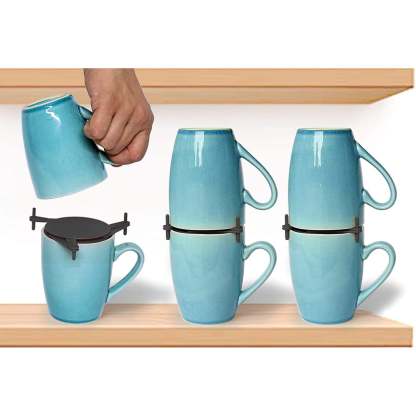 Coffee Cup Organizer | Expandable Stackable Tea and Coffee Cup Storage Rack for Kitchen Cabinets