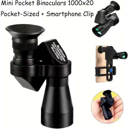 Mini Pocket Binoculars 1000x20 – Compact & Portable with Smartphone Clip, Ideal for Outdoor Adventures