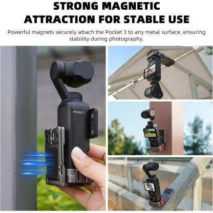 Magnetic Mount for DJI Osmo Pocket 3 – Adjustable 180° Angle, Strong N52 Magnets