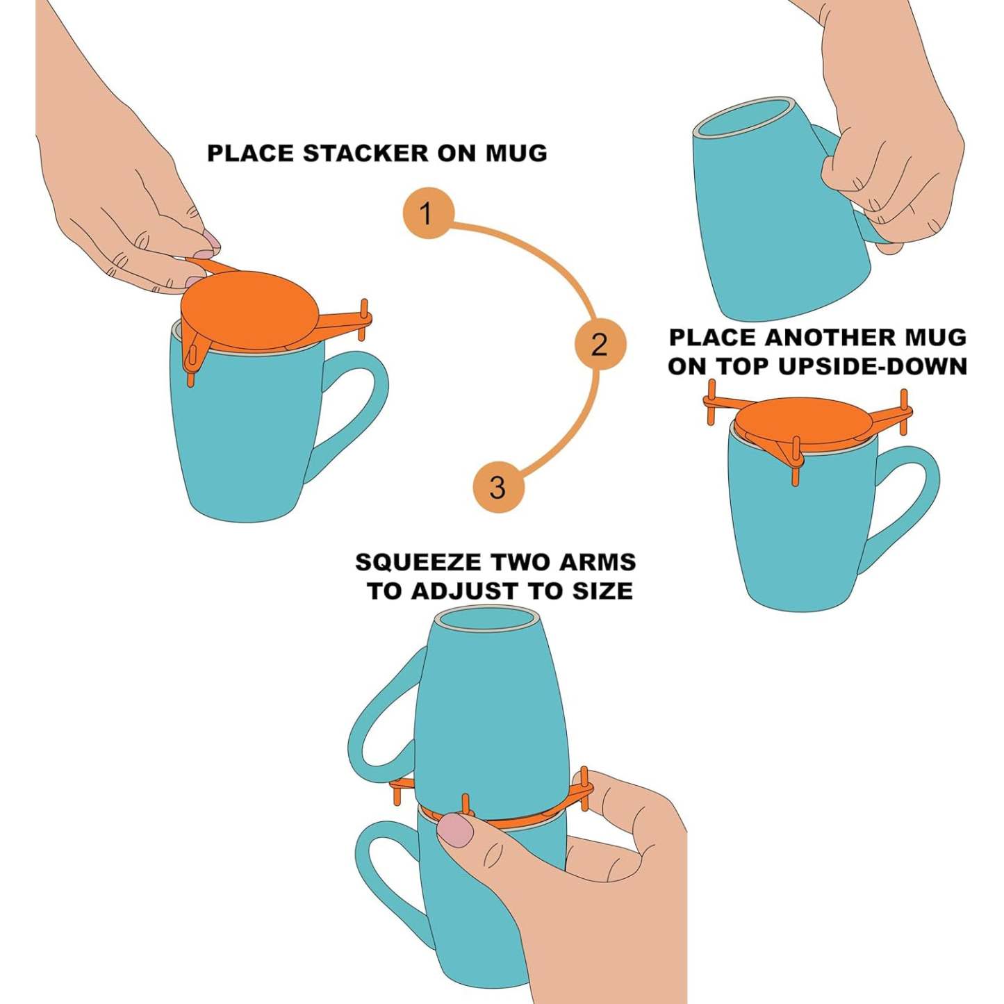 Coffee Cup Organizer | Expandable Stackable Tea and Coffee Cup Storage Rack for Kitchen Cabinets