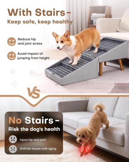 Foldable Dog Stairs Ottoman with Storage