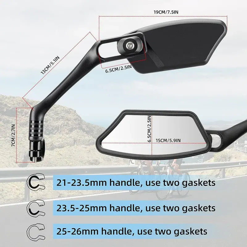 Bicycle Rearview Mirror – 360° Adjustable, Fits 21-26mm Handlebars