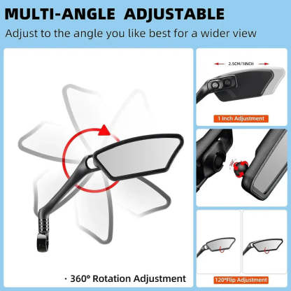 Bicycle Rearview Mirror – 360° Adjustable, Fits 21-26mm Handlebars