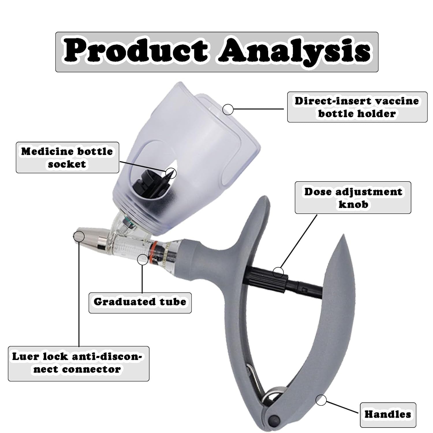 Automatic Veterinary Continuous Injector – Adjustable Dosage Vaccine Drug Dispenser
