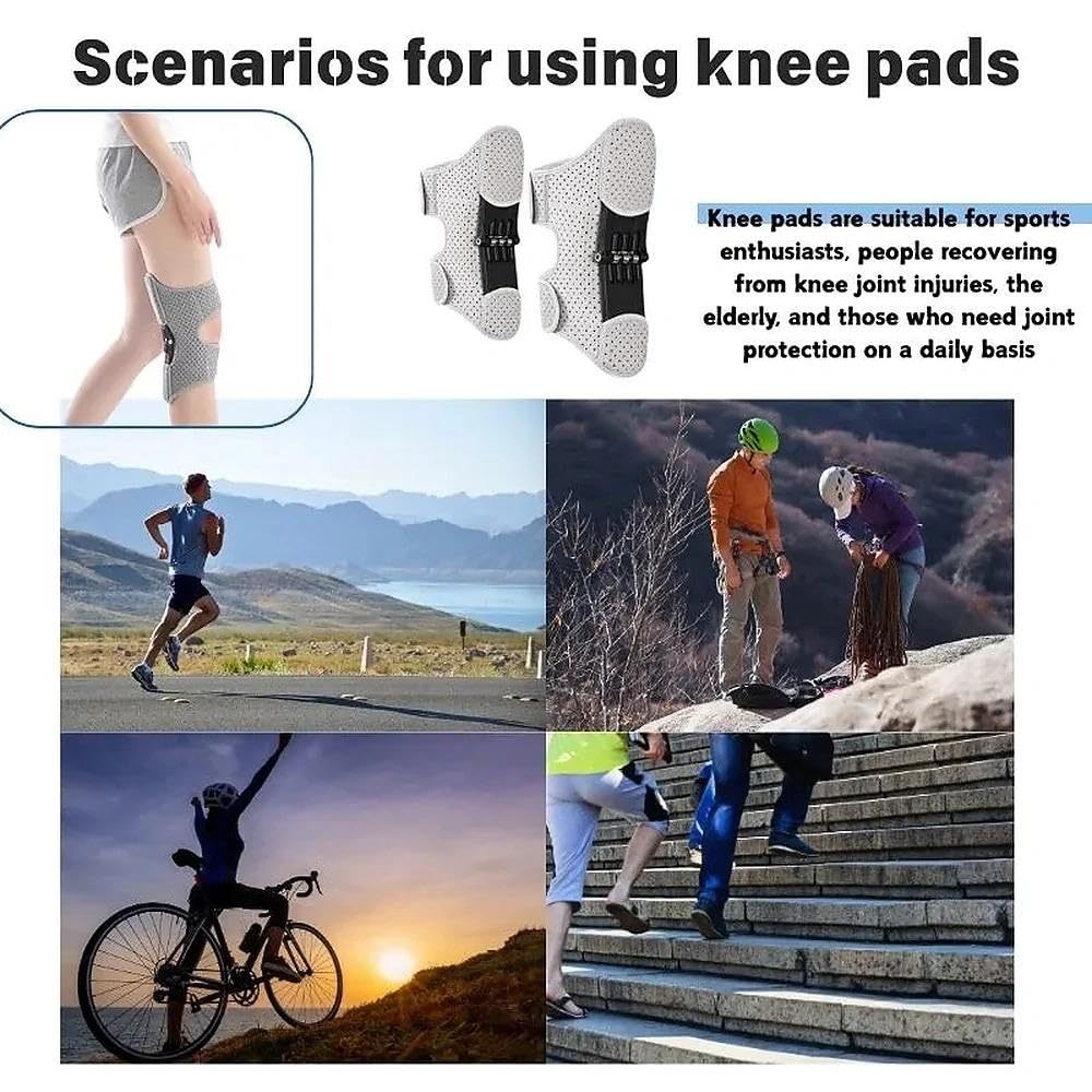 Joint Power Support Knee Brace, with 4 Springs, Ergonomic Knee Stability Pad, Adjustable for Pain Relief