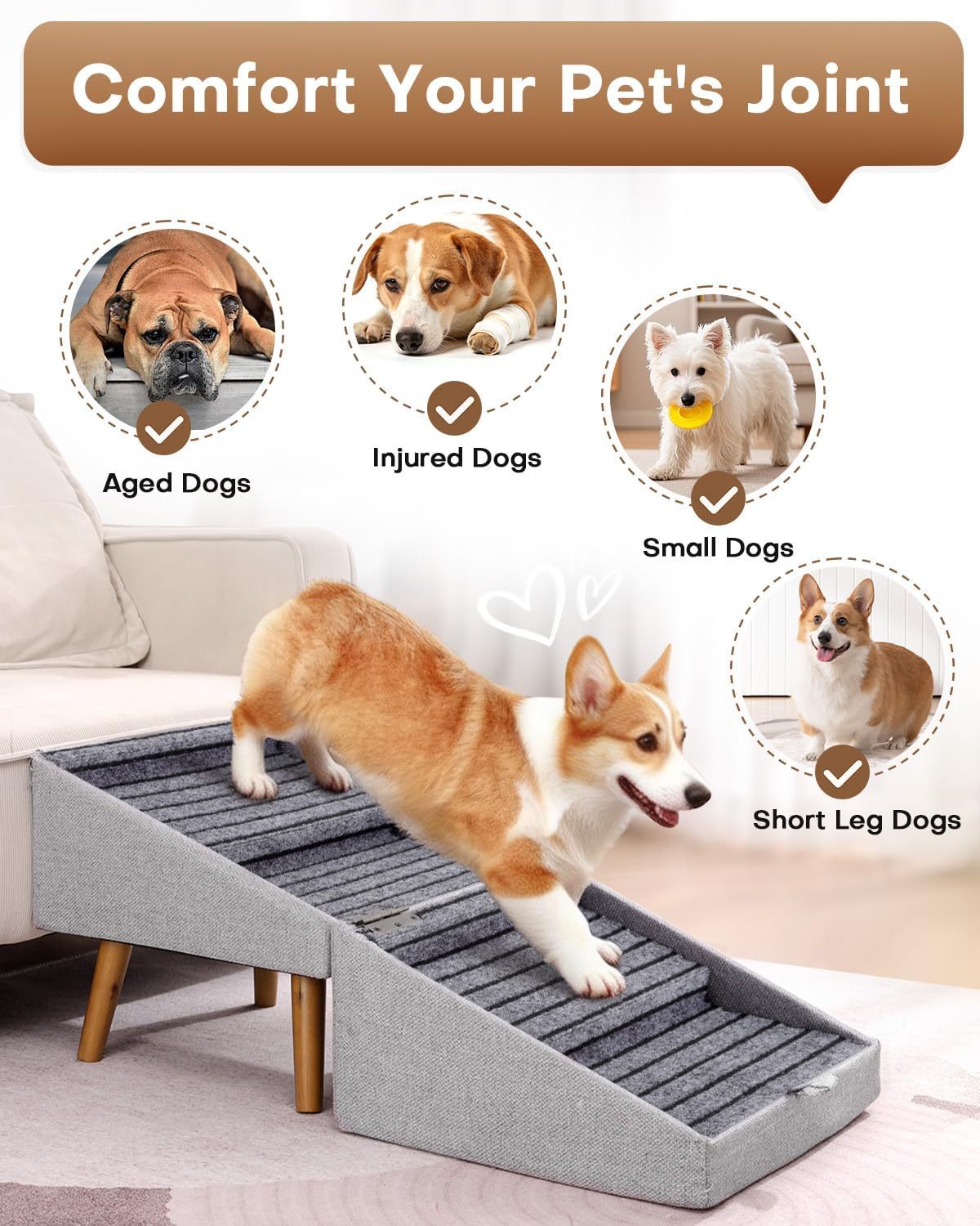Foldable Dog Stairs Ottoman with Storage