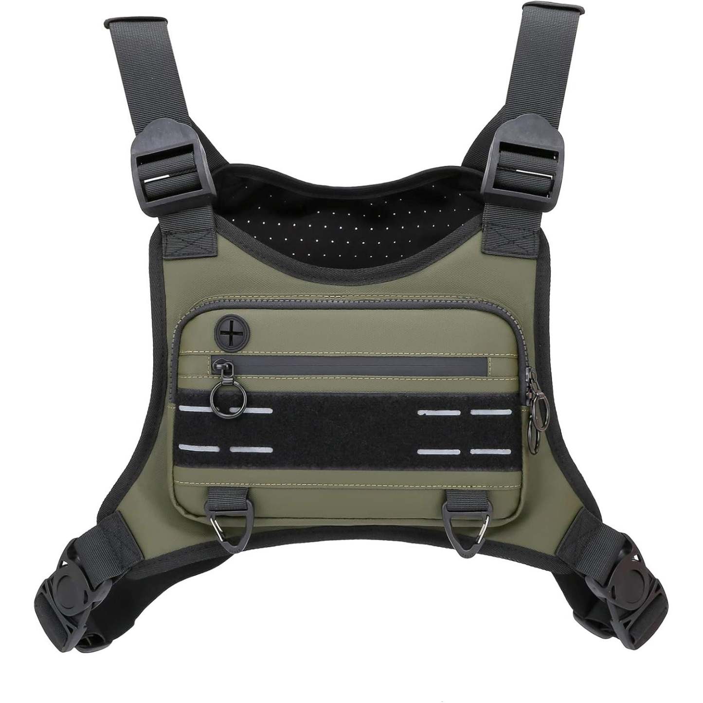 Men's Waterproof Sports Chest Bag with Adjustable Straps, Reflective Design, for Running