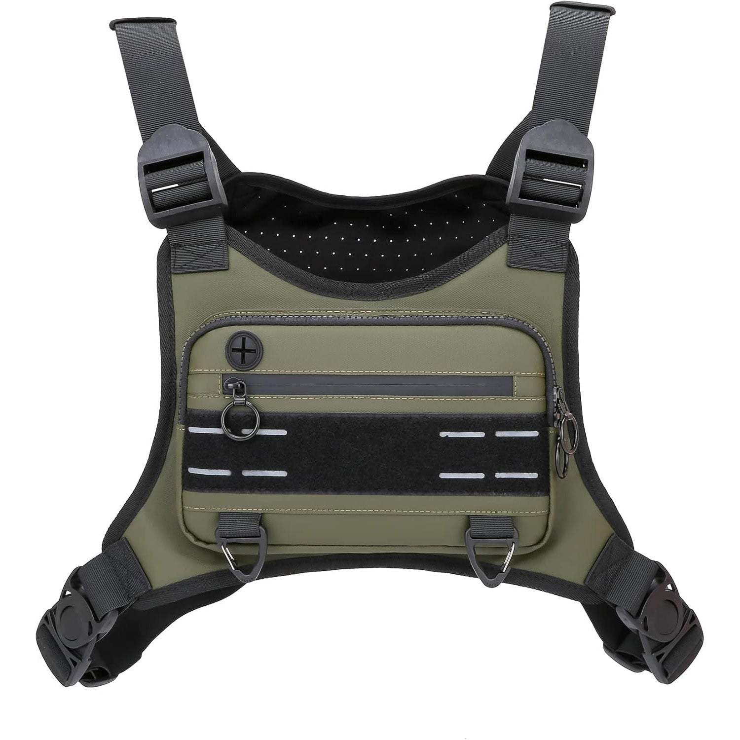 Men's Waterproof Sports Chest Bag with Adjustable Straps, Reflective Design, for Running