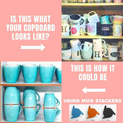 Coffee Cup Organizer | Expandable Stackable Tea and Coffee Cup Storage Rack for Kitchen Cabinets