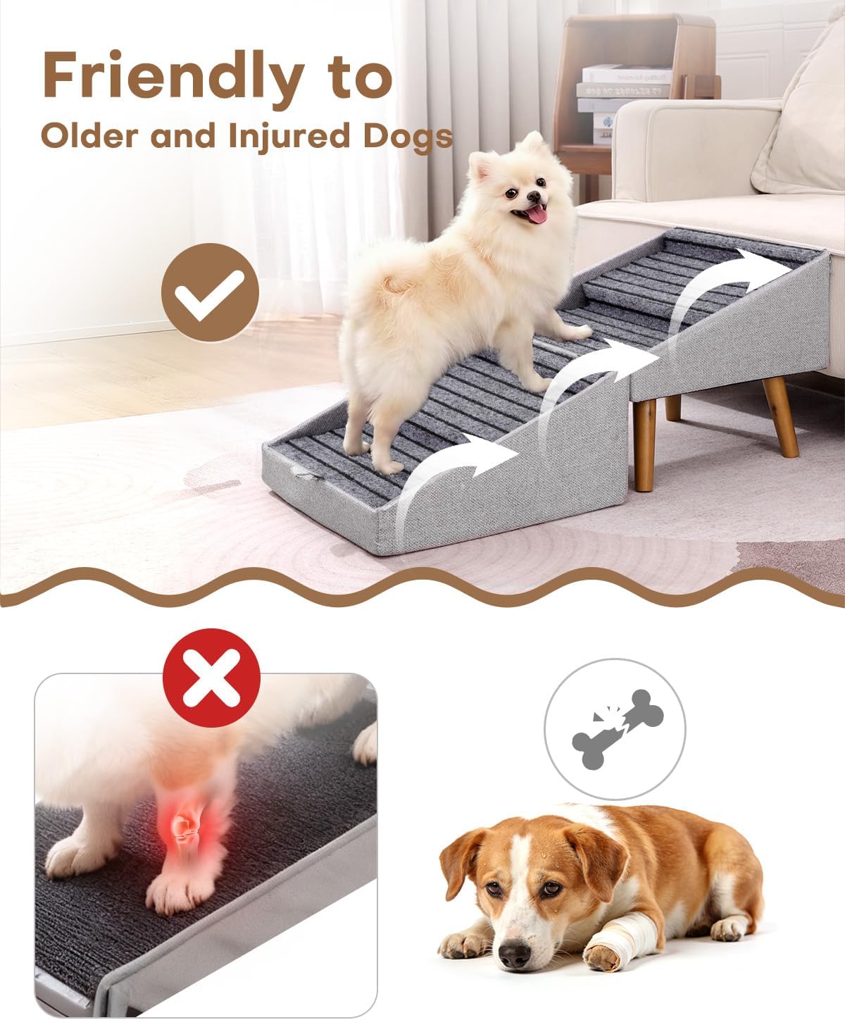 Foldable Dog Stairs Ottoman with Storage