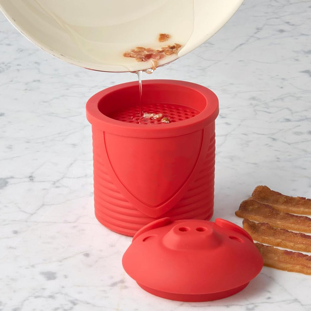 Bacon-Shaped Grease Collector with Detachable Filter – Fun and Practical Silicone Container