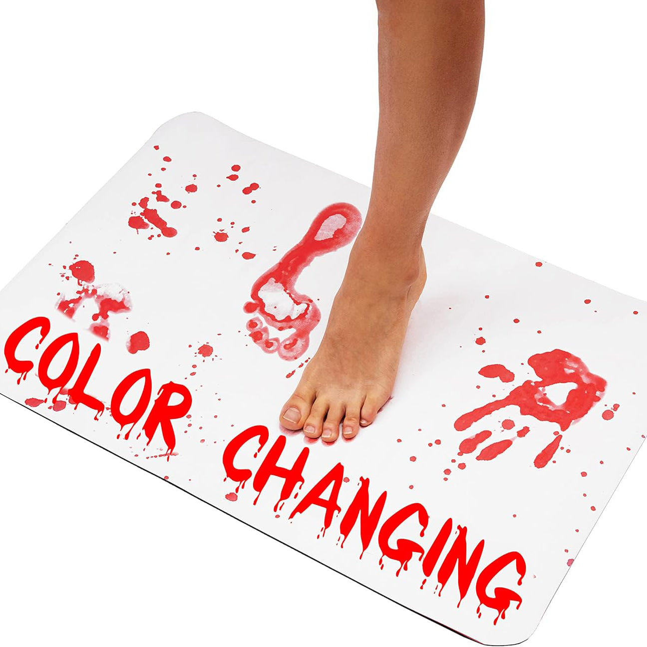 Color-Changing Horror Bath Mat – Red Footprints Appear When Wet