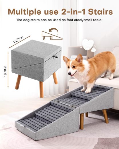 Foldable Dog Stairs Ottoman with Storage