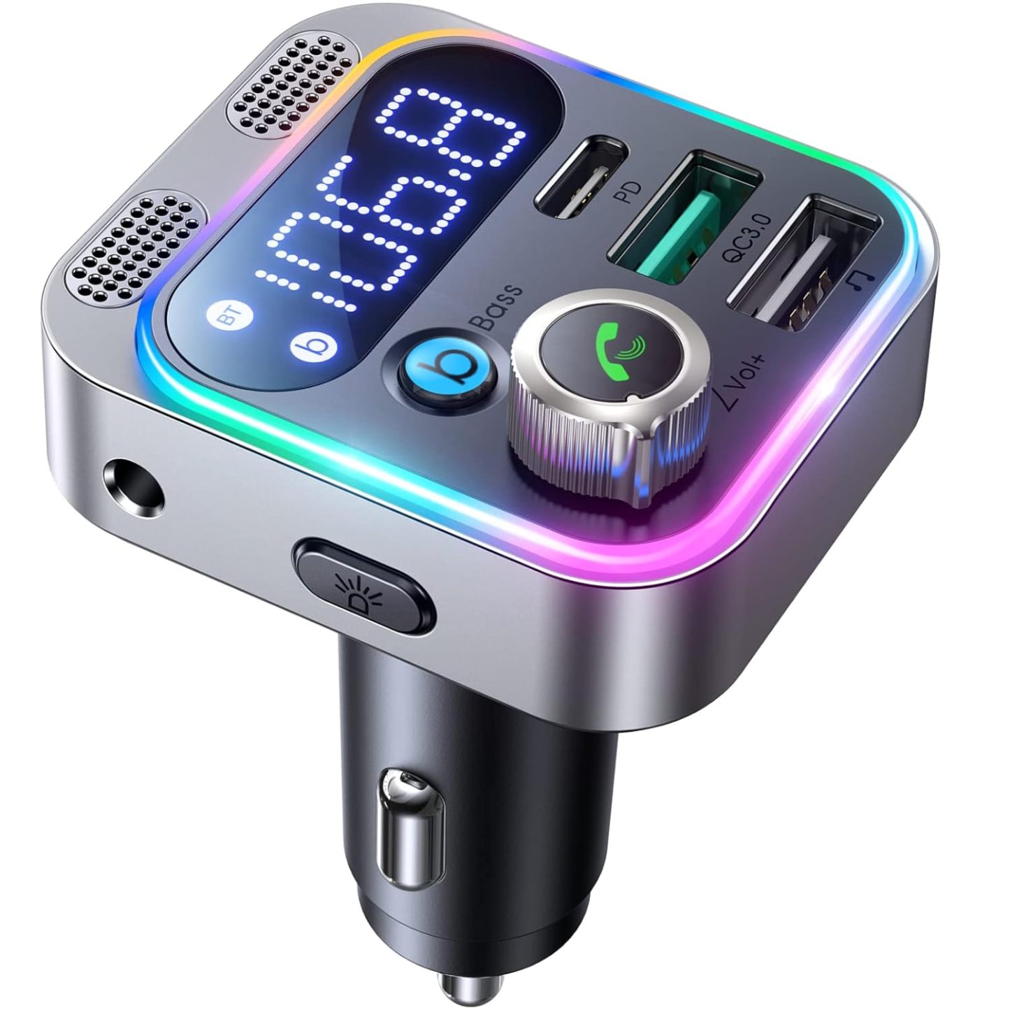 Car Quick Charge Adapter, 48W PD & QC3.0 Fast Charging, Bluetooth 5.0, FM Transmitter