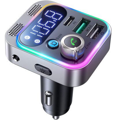 Car Quick Charge Adapter, 48W PD & QC3.0 Fast Charging, Bluetooth 5.0, FM Transmitter