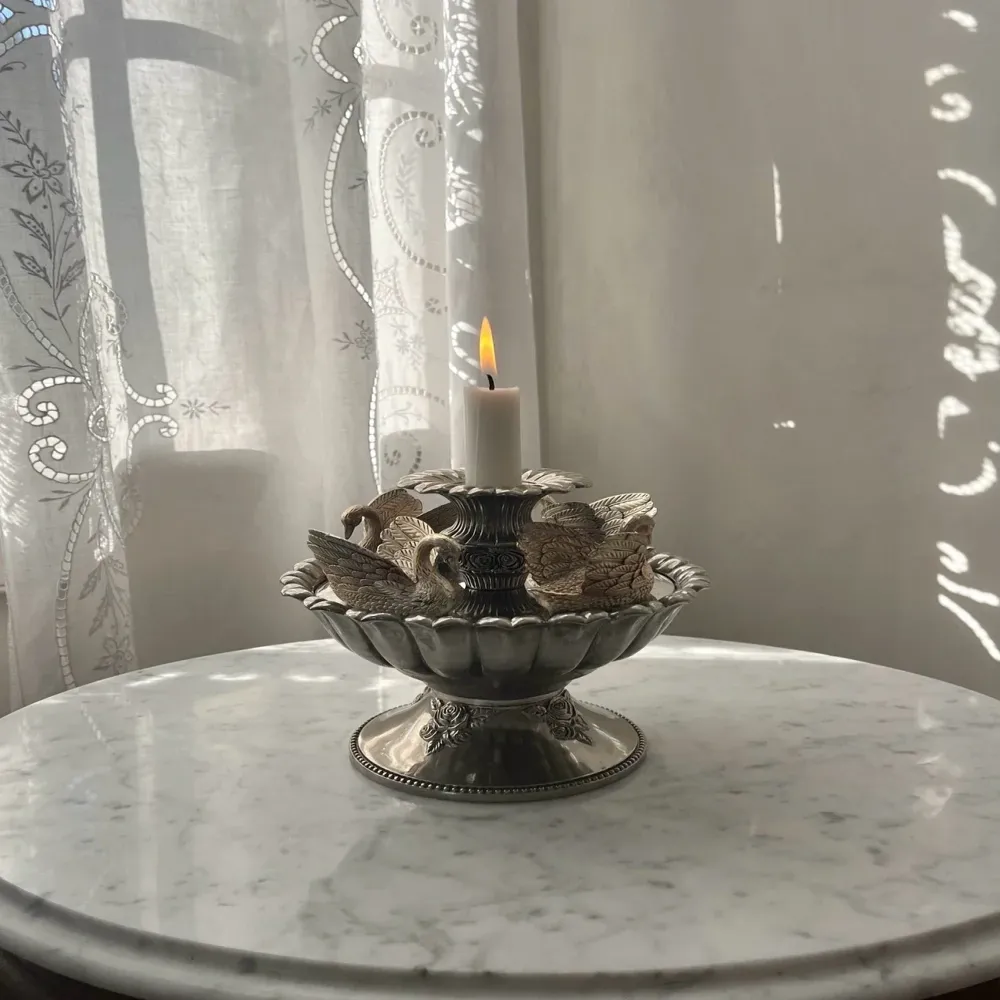 Vintage Movable Swan Music Candlestick