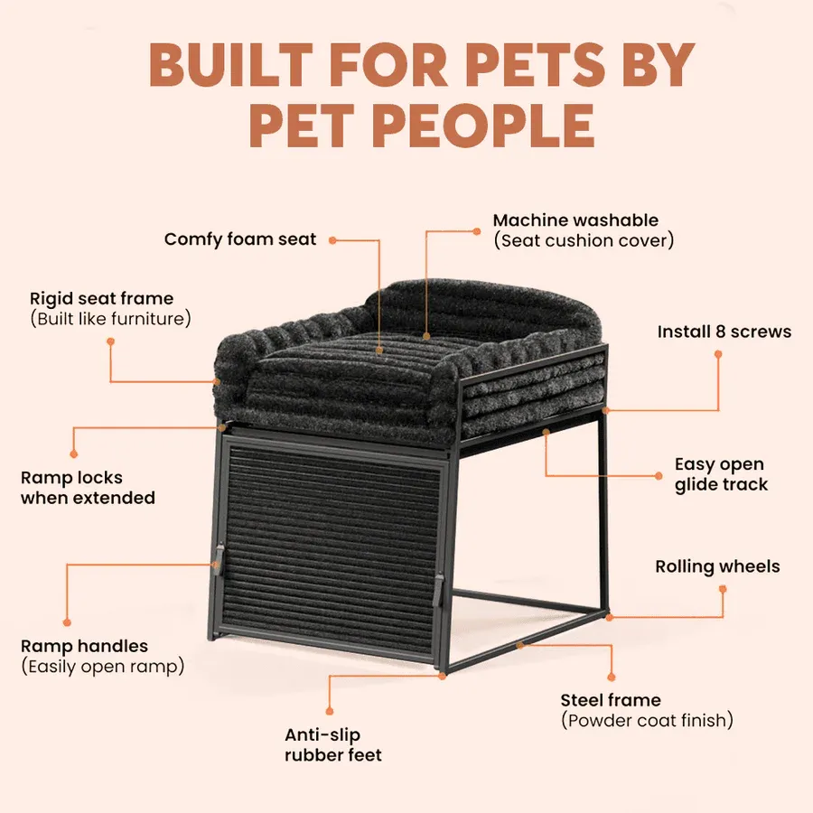 Pet Chair with Built-in Ramp | Cozy Table-Side Seat for Small & Senior Pets