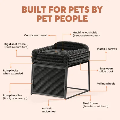 Pet Chair with Built-in Ramp | Cozy Table-Side Seat for Small & Senior Pets