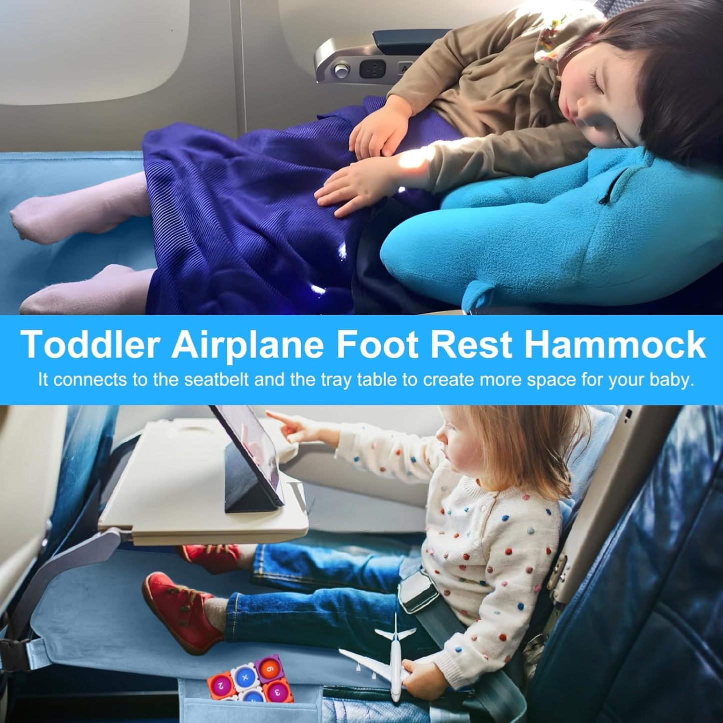 Toddler Airplane Bed – Kids Airplane Seat Extender Travel Bed, Kids Airplane Travel Essentials