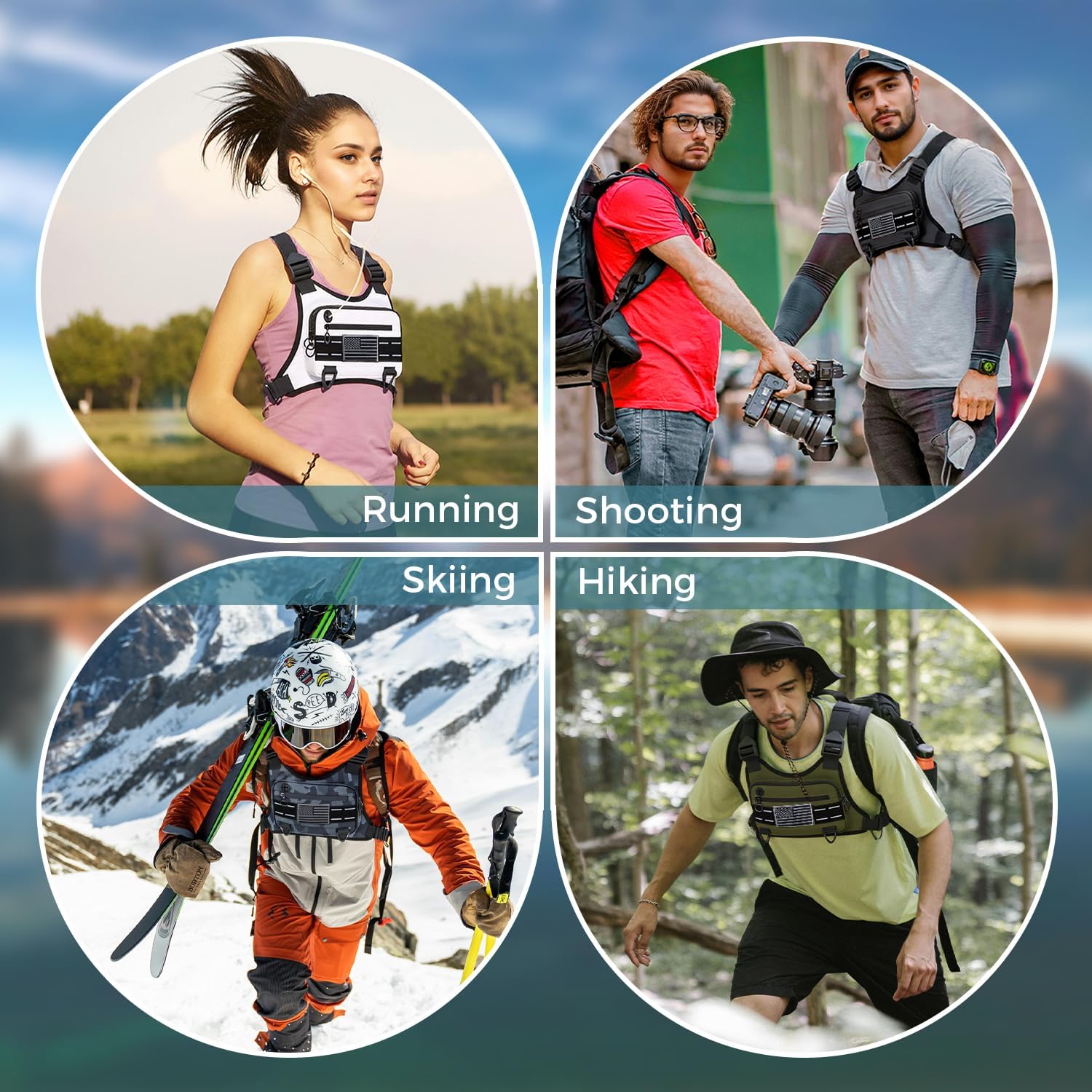 Men's Waterproof Sports Chest Bag with Adjustable Straps, Reflective Design, for Running