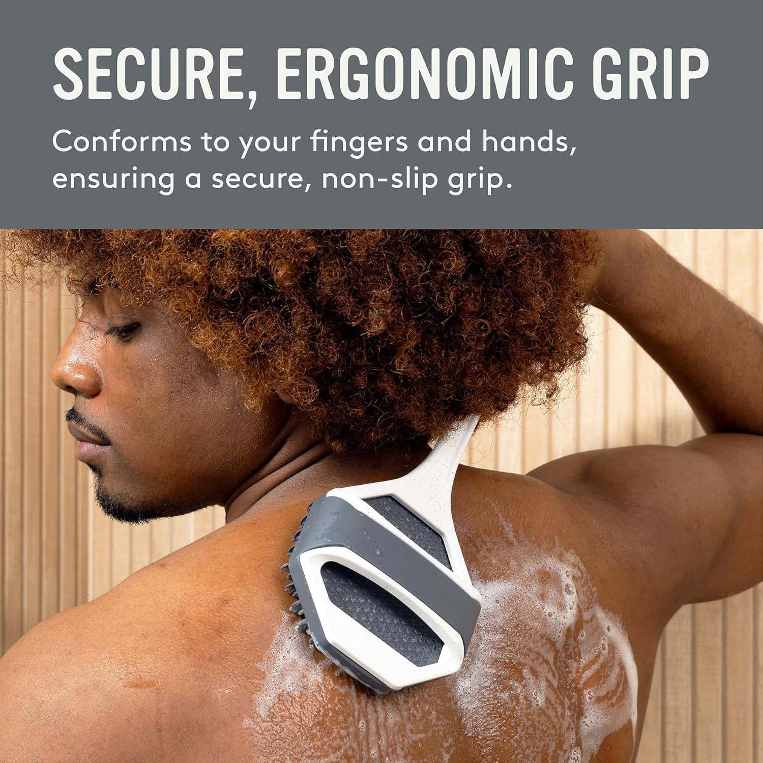 Extended Handle Silicone Body Scrub Brush | Shower Back Scrub Brush, Easily Reach Every Corner