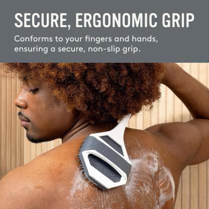 Extended Handle Silicone Body Scrub Brush | Shower Back Scrub Brush, Easily Reach Every Corner