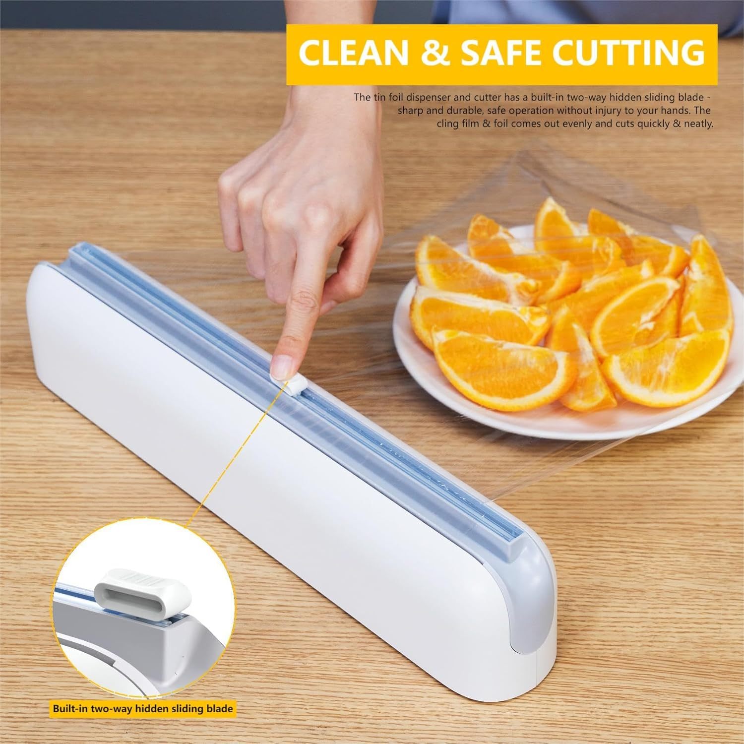 Aluminum Foil and Cling Film Dispenser | With Cutter | One-Hand Easy Operation