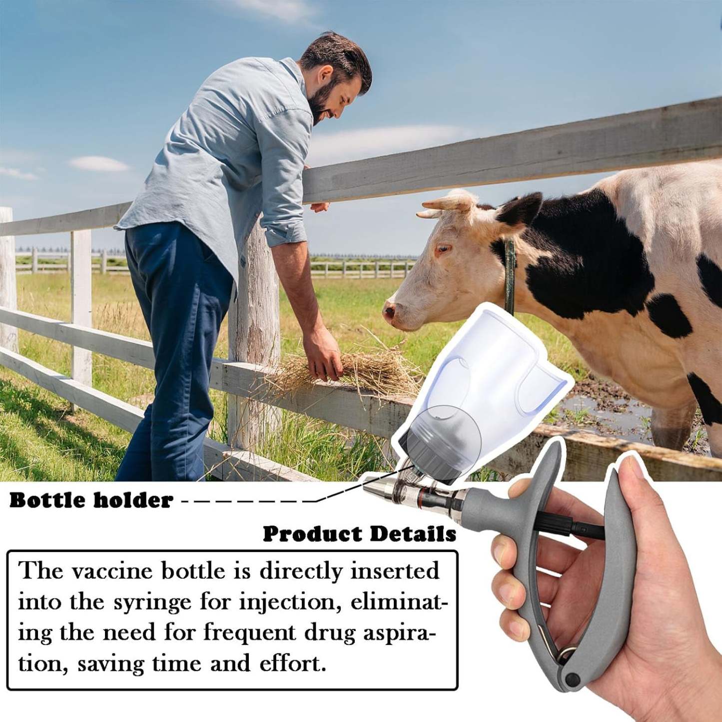 Automatic Veterinary Continuous Injector – Adjustable Dosage Vaccine Drug Dispenser