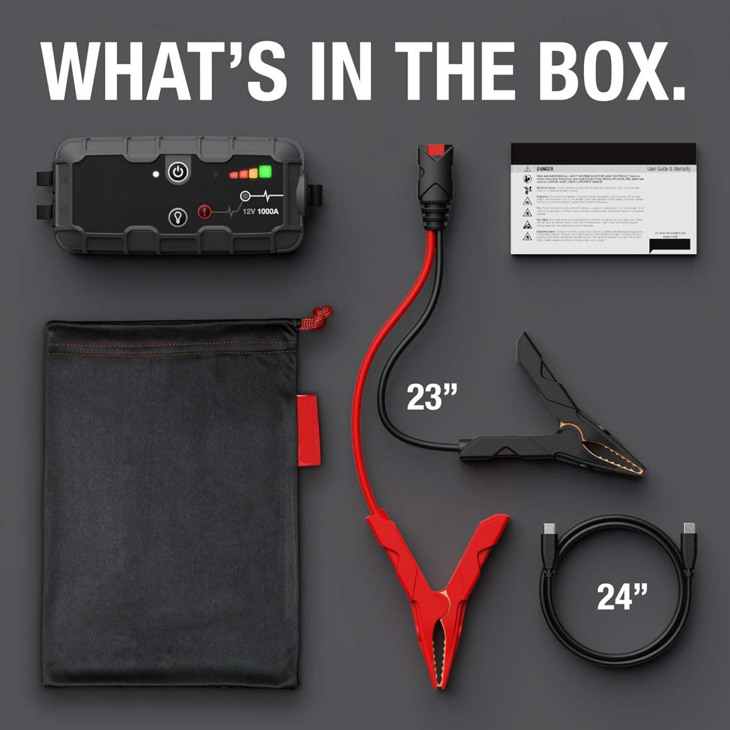 1000A UltraSafe Jump Starter – 12V Portable Lithium Battery Booster Pack