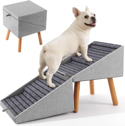 Foldable Dog Stairs Ottoman with Storage