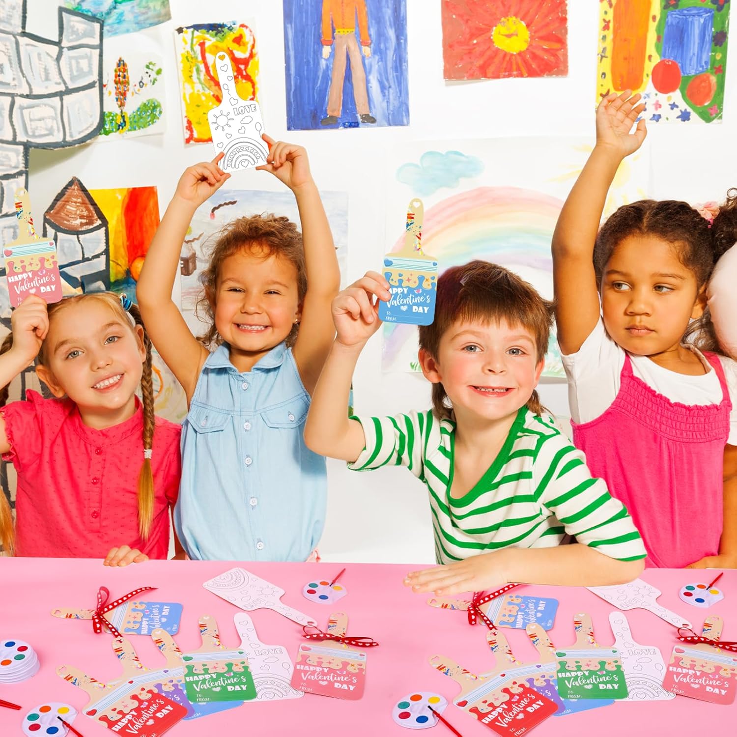 Valentine’s Day Watercolor Paint Set – 24 PCS Kids Classroom Gift Pack