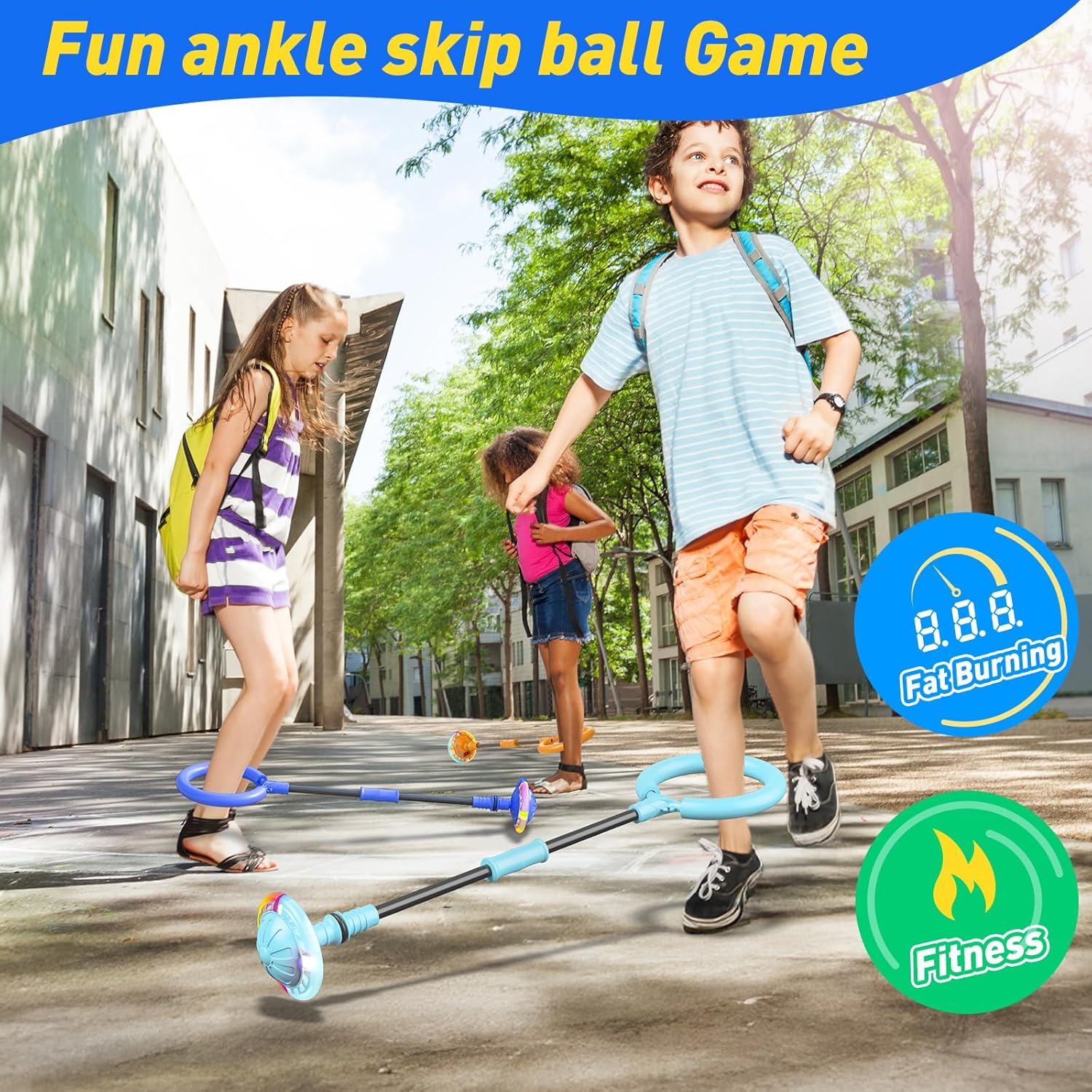 Children's Skip Ball – Ankle Skip Ball Toy with Counter, Timer, and Calorie Calculator