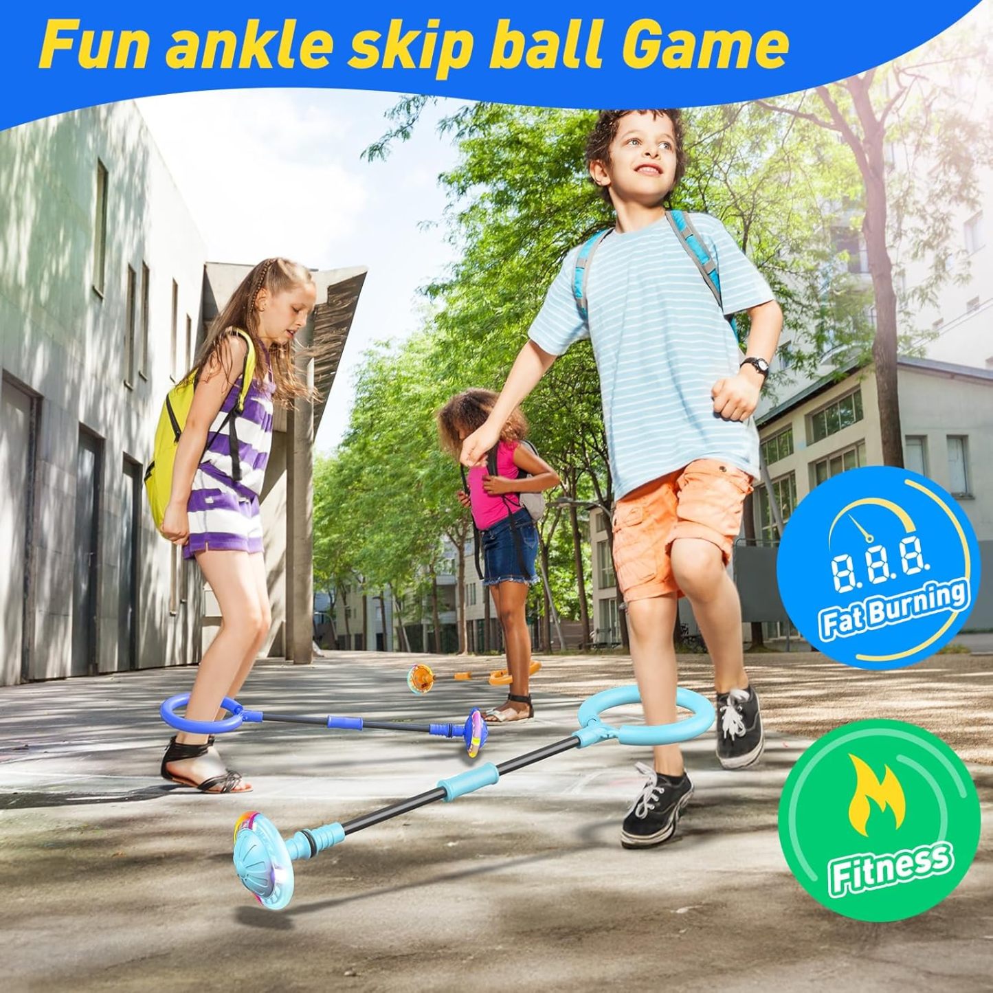 Children's Skip Ball – Ankle Skip Ball Toy with Counter, Timer, and Calorie Calculator