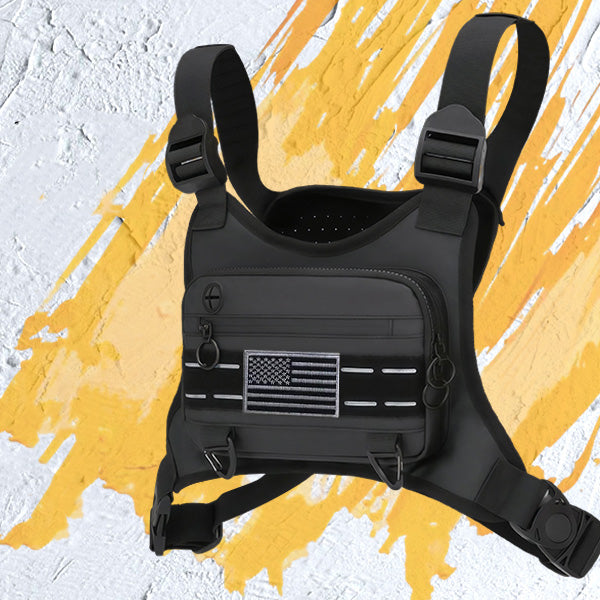 Men's Waterproof Sports Chest Bag with Adjustable Straps, Reflective Design, for Running