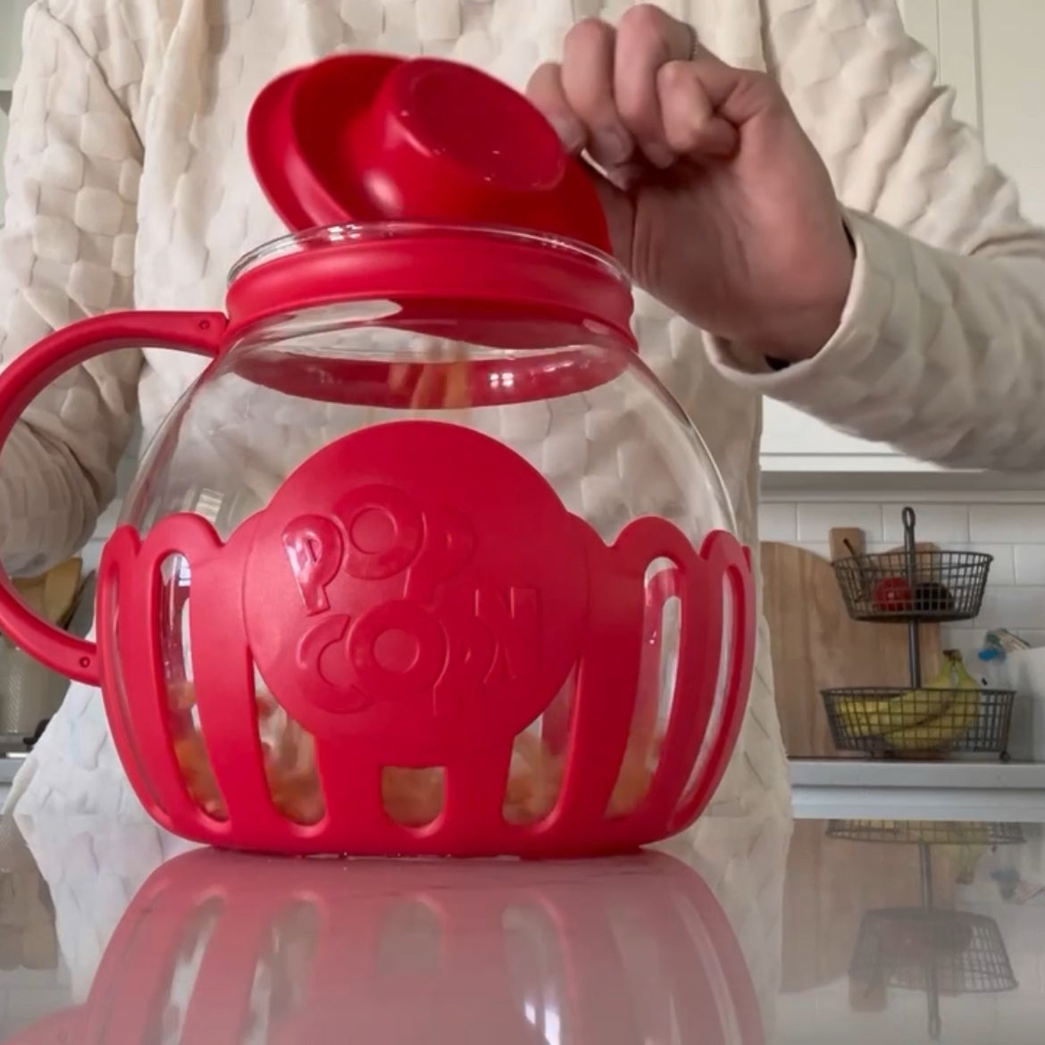 Popcorn Jar – Glass Popcorn Jar with Lid, Microwave Heat Resistant Borosilicate Glass