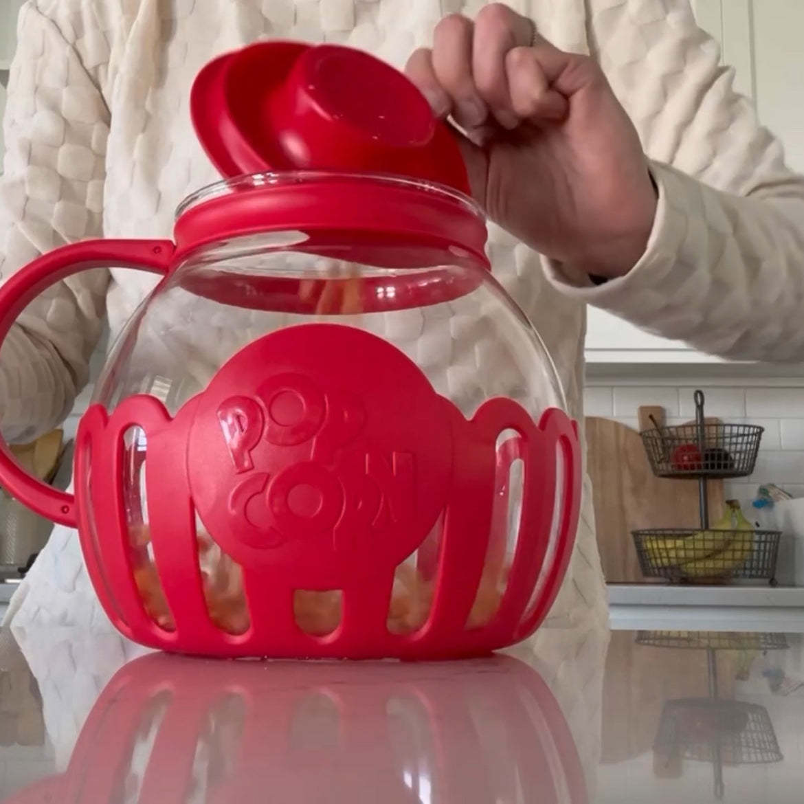 Popcorn Jar – Glass Popcorn Jar with Lid, Microwave Heat Resistant Borosilicate Glass