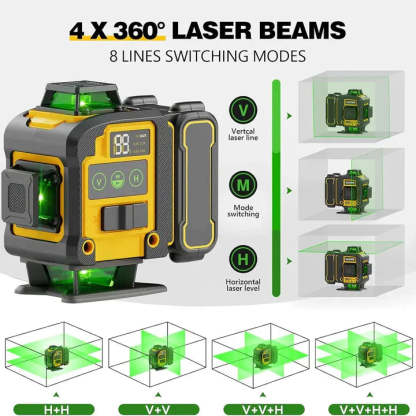 4D 360° Green Laser Level with Tripod – Self-Leveling Alignment Tool