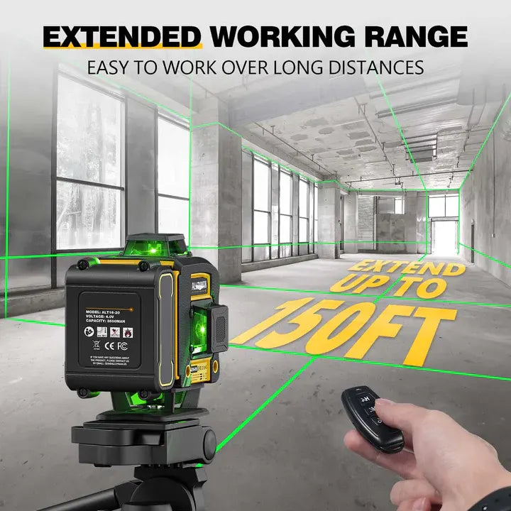 4D 360° Green Laser Level with Tripod – Self-Leveling Alignment Tool