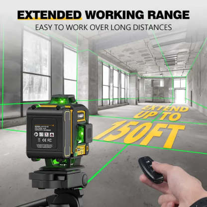 4D 360° Green Laser Level with Tripod – Self-Leveling Alignment Tool